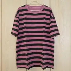 QUIKSILVER ボーダー Tシャツ パープル ブラック Mのサムネイル