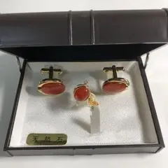 値下げ【天然石】ネクタイピンとカフスボタンのセット昭和レトロ