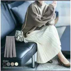 kirakira shop 柄編みニットロングスカート　アイボリー