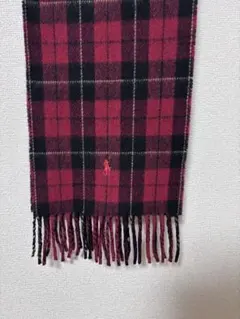 ポロラルフローレン イタリア製 マフラー 赤チェック柄