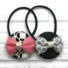 【418】ハンドメイド38mm くるみボタン　ヘアゴム