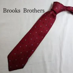 ブルックスブラザーズ　ネクタイ　赤　スクエア柄　絹　USA製【n2963】