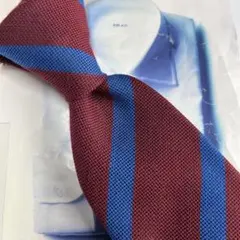 【新品】シルクウールレッド×ブルーストライプ