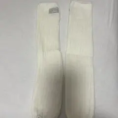 ホワイト リブ編み アームカバー 指穴付き