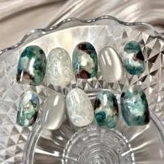 現品　ニュアンスネイル　インクネイル　韓国　チョコミント　緑　マグネットネイル