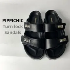 【良品】PIPPICHIC ターンロック　厚底　スライドサンダル　BK/SVのサムネイル