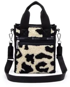 DENIM MINI N/S TOTE ブラックデニム/レオパードシェルパ