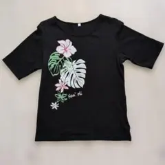 ハイビスカス モンステラ 五分袖Tシャツのサムネイル