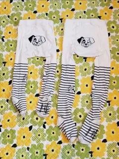 2足set 110 & 90 タイツ 白 101匹わんちゃん GAP used
