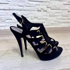 Miu Miu 黒 スエード レザー　サンダル ハイヒールブラック　ミュウミュウ