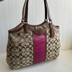 COACH トートバッグ　ショルダーバッグ　キャンバス　レザー　大容量