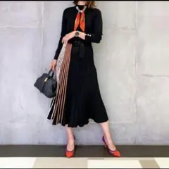 グレースコンチネンタル ダイアグラム スカーフネック ニット ワンピース