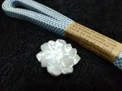 帯留三分紐セット　くちなしの花　ホワイト　真田紐　袋紐　市松模様　播州工藝