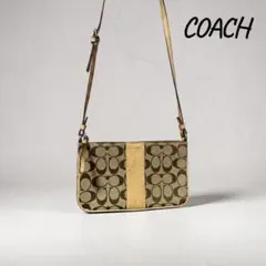 COACH コーチショルダーバッグ シグネチャー PVC レザーベージュ斜め掛け