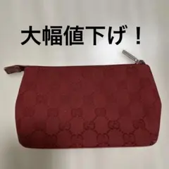 【GUCCI グッチ】赤 GGパターン ポーチ