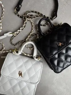 DIANTE/QUILTED LEATHER LOGO MINI BAG