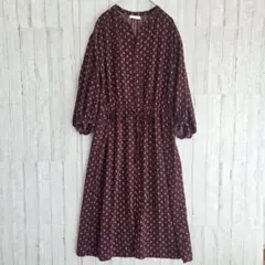 earth music & ecology ワンピース F 赤 長袖 秋冬 総柄