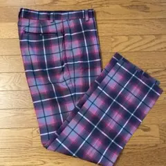 チェック柄 メンズパンツ グレー ピンク