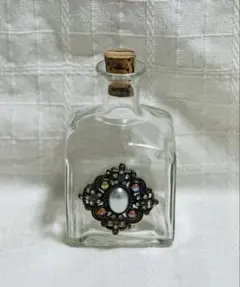 装飾付きガラスボトル ボトルベース ガラス瓶 置物