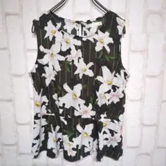 美品★ARROW カットソー 丈長め ノースリーブ 花柄 リリー 春夏 M