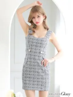 新品★伸縮性 ニット ツイード ローブドフルールグロッシー