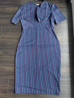 ZARA ネイビー ストライプ 半袖シャツワンピース