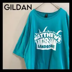 US古着 GILDAN ギルダン Tシャツ 2XL 英字プリント ブルー