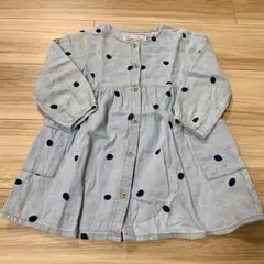 ZARA baby ザラ デニム　ドット　ワンピース 98 水玉　長袖　100