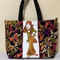 水森亜土 バッグ ゴブラン トートバッグ フラワー レッド アドちゃん