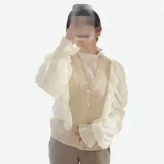 by muni:r シアーフリル ドッキングニットカーディガンのサムネイル
