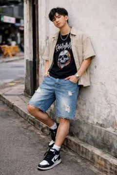 メンズ デニムハーフパンツ カジュアル