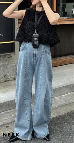 ショートボアベスト　ブラック　Lサイズ ラウンドネック