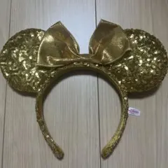 ディズニーカチューシャ キラキラ スパンコール ゴールド 黄色 金色