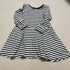 BREEZE ストライプ 長袖ワンピース 100cm 白 黒 爽やか
