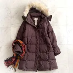 美品 エルエルビーンファーフード ロング丈 ダウンコート◆ブラウン