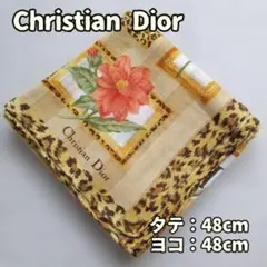 クリスチャンディオール レディース ハンカチ 花柄 黄色 綿 ロゴ【ウ143】のサムネイル