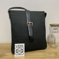 《美品》LOEWE（ロエベ） ナイロン×レザー セミショルダーバッグ ブラックのサムネイル