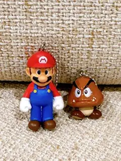 スーパーマリオ　マスコットチャーム キーホルダー マリオ&クリボー