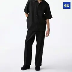 未使用タグ付き【GU】ツイルワイドストレートパンツ 黒色のサムネイル