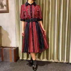 アクシーズファム《M》axes femme　ストライプ半袖ワンピース