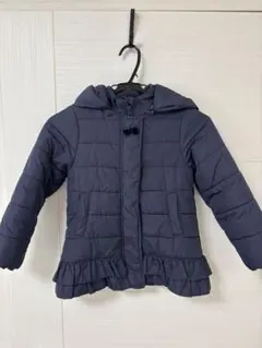 petit main ネイビーフリル付きコート 120