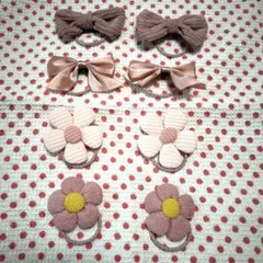 リボンとお花のヘアーゴム　8点セット