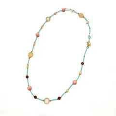 ターコイズ・ピンクビーズネックレス