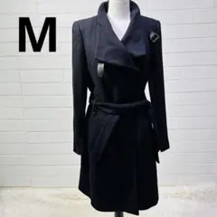 MANGO マンゴーベルト付 ロングコート 黒 ウール M 冬コーデ 人気のサムネイル