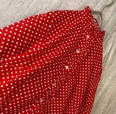 ヴィンテージ ブラウス ドット 総柄 レトロポップ フリル ガーリー 赤 白