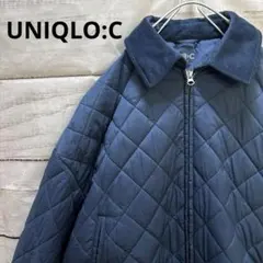 UNIQLO:C パフテックブルゾン M 青 キルティング 襟コーデュロイ