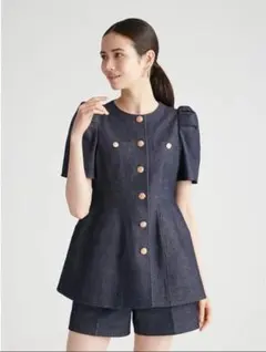 CELFORD セルフォード ペプラムハーフスリーブジャケット デニム　Sサイズ