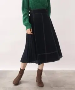 値引き不可　グローブ　スカート　デニムサイドプリーツスカート