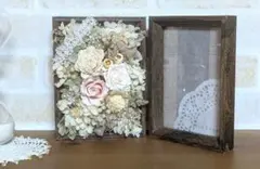 ✩.*˚520フォトフレーム プリザーブドフラワー グリーン ピンク