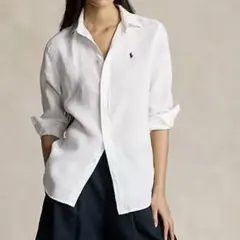 極美品✳︎ポロラルフローレン現行リネン麻シャツブルー青リラックス